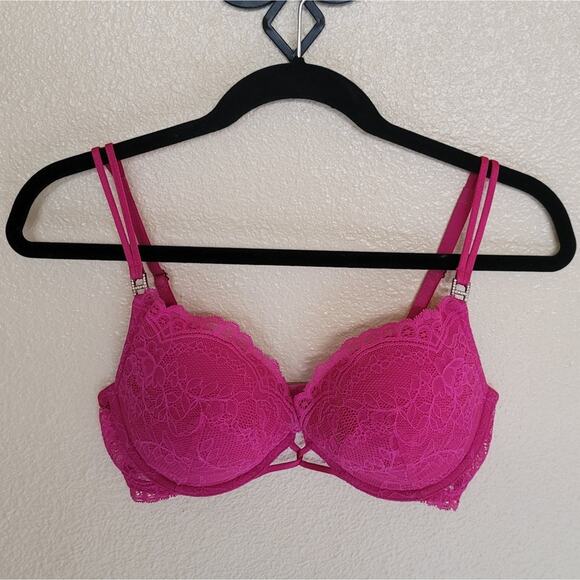 Bundle Victoria's Secret Very Sexy Bra, 34D Lace Padded Push-Up, VString Pink - Picture 2 of 14